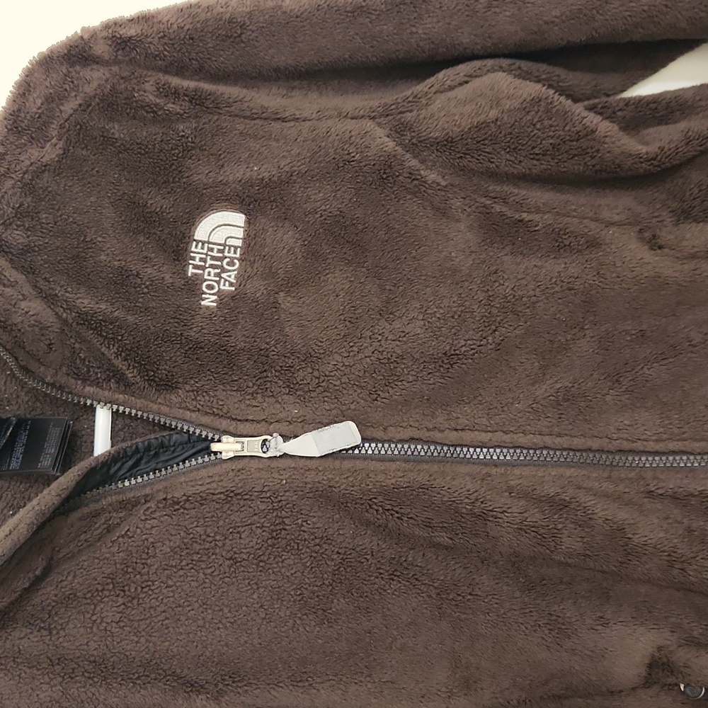 The North Face brown woman's fuzzy full zip-up jacket small - Picture 2 of 9